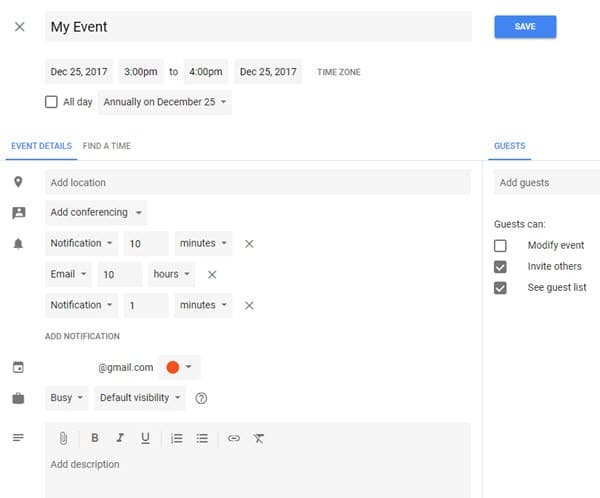 Google Calendar Add Event